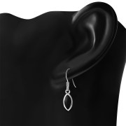 Black Onyx Oval Silver Earrings - e351h